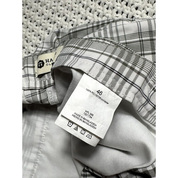 Haggar Mens Cool 18 Performance Short Flat Front White/Gray Plaid Size 46 - Picture 6 of 6